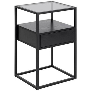 Mid.you Nachtschrank Actona Randolf, Schwarz, Holzwerkstoff, 1 Schubladen, 40x60x35 cm, Reach, Schlafzimmer, Nachttische