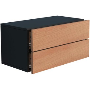 Mid.you Nachtschrank, Schwarz, Honigeiche, Holzwerkstoff, 2 Schubladen, 60x30x32 cm, Schlafzimmer, Nachttische