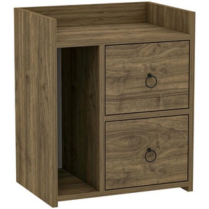 Mid.you Nachtschrank, Walnuss, Holzwerkstoff, 50x60x35 cm, Schlafzimmer, Nachttische