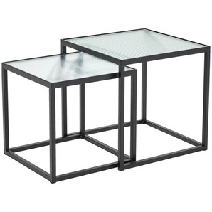 Mid.you Satztisch, Schwarz, Metall, Glas, 2-teilig, quadratisch, Flachrohr, 40x35x40 cm, Wohnzimmer, Wohnzimmertische, Satztische