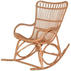 Mid.you Schaukelstuhl, Honig, Holz, Rattan, 65x96x122 cm, Stühle