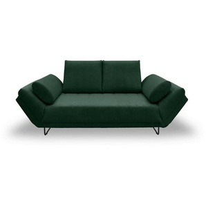 Mid.you Schlafsofa, Dunkelgrün, Textil, Uni, 2-Sitzer, 210x95x97 cm, Made in EU, FSC Mix, Liegefunktion, Schlafen auf Sitzhöhe, Rücken echt, Armteil links, rechts, Kinder- & Jugendzimmer, Jugendmöbel, Jugendsofas