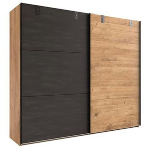 Mid.you Schwebetürenschrank Wimex Detroit, Graphit, Eiche, Holzwerkstoff, 2 Fächer, 200x218x65 cm, BQ - Bündnis für Qualität, Made in Germany, DIN EN ISO 9001, in verschiedenen Größen erhältlich, Schlafzimmer, Kleiderschränke, Schwebetürenschränke