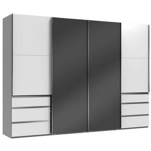 Mid.you Schwebetürenschrank Wimex Level 36C, Grau, Weiß, Holzwerkstoff, 3 Fächer, 6 Schubladen, 300x216x65 cm, BQ - Bündnis für Qualität, Made in Germany, DIN EN ISO 9001, umfangreiches Zubehör erhältlich, in verschiedenen Größen und Holzdekoren