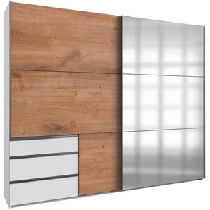 Mid.you Schwebetürenschrank Wimex Level 36A, Weiß, Eiche, Holzwerkstoff, 3 Fächer, 3 Schubladen, 250x216x65 cm, BQ - Bündnis für Qualität, Made in Germany, DIN EN ISO 9001, umfangreiches Zubehör erhältlich, in verschiedenen Größen und Holzdekoren