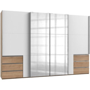 Mid.you Schwebetürenschrank Wimex Level 36 A, Weiß, Eiche, Holzwerkstoff, 6 Fächer, 6 Schubladen, 350x236x65 cm, BQ - Bündnis für Qualität, Made in Germany, DIN EN ISO 9001, umfangreiches Zubehör erhältlich, in verschiedenen Größen und Holzdekoren