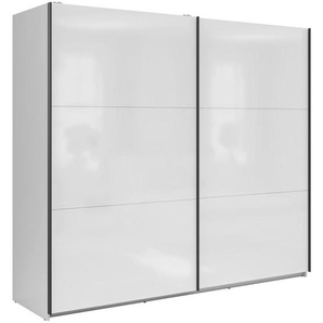 Mid.you Schwebetürenschrank, Weiß Hochglanz, Metall, 6 Fächer, 220x195.5x60 cm, FSC Mix, Schlafzimmer, Kleiderschränke, Schwebetürenschränke