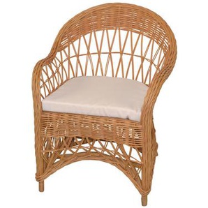 Mid.you Sessel, Honig, Holz, Rattan, 65x85x65 cm, Stühle