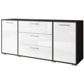 Mid.you Sideboard, Anthrazit, Weiß Hochglanz, Kunststoff, 4 Fächer, 3 Schubladen, 150x68x40 cm, Fsc, stehend, Schlafzimmer, Schlafzimmer Kommoden