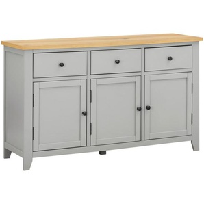 Mid.you Sideboard, Grau, Natur, Metall, Eiche, Kiefer, furniert, massiv, 3 Schubladen, 139x83x42 cm, Schlafzimmer, Schlafzimmer Kommoden