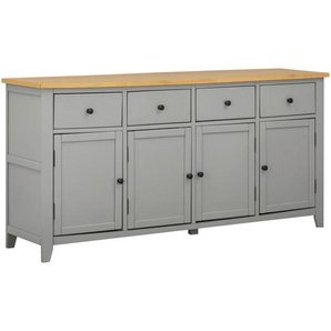 Mid.you Sideboard, Grau, Natur, Metall, Eiche, Kiefer, furniert, massiv, 4 Schubladen, 180x87x43 cm, Schlafzimmer, Schlafzimmer Kommoden