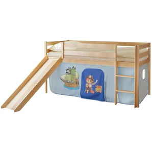 Mid.you Spielbett Ticaa 812049 Manuel, Blau, Kiefer, Holz, Kiefer, massiv, seitenverkehrt montierbar, 90x200 cm, Kinder- & Jugendzimmer, Kindermöbel, Kinderbetten, Spielbetten