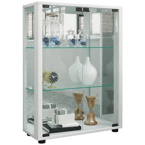 Mid.you Vitrine, Weiß, Glas, 2 Fächer, 60x80x25 cm, stehend, in verschiedenen Holzdekoren erhältlich, Esszimmer, Vitrinen