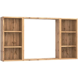 Mid.you Wandspiegel, Eiche Wotan, Glas, Holzwerkstoff, rechteckig, 120x64x18 cm, Made in Germany, Badezimmer, Badezimmerspiegel, Beleuchtete Spiegel