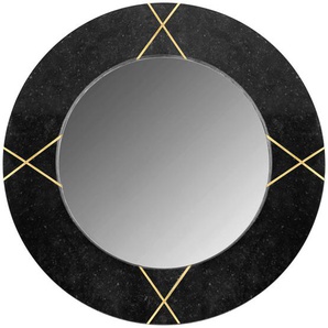 Mid.you Wandspiegel, Schwarz, Gold, Glas, Stein, Holzwerkstoff, rund, 2 cm, Spiegel, Wandspiegel