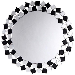 Mid.you Wandspiegel, Schwarz, Silber, Metall, Glas, Holzwerkstoff, rund, 80x80x1.6 cm, Spiegel, Wandspiegel