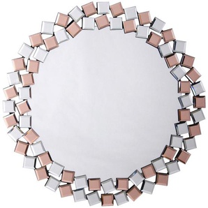 Mid.you Wandspiegel, Silber, Roségold, Metall, Glas, Holzwerkstoff, rund, 80x80x1.6 cm, Spiegel, Wandspiegel