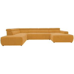 Mid.you Wohnlandschaft, Orange, Textil, Uni, 5-Sitzer, U-Form, 359x228 cm, Made in EU, FSC Mix, Rücken echt, Wohnzimmer, Sofas & Couches, Wohnlandschaften, Wohnlandschaften in U-Form