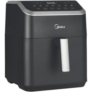 Midea HEIßLUFTFRITTEUSE Airfryer Mad70000Adk, Schwarz, Silber, Kunststoff, 7 l, 38.7x34.3x27.1 cm, antihaftbeschichteter Innenbehälter, Heißlufttechnologie, Einsatz/Korb spülmaschinengeeignet, Programm wählbar, Überhitzungsschutz, Küchengeräte, Fritteusen