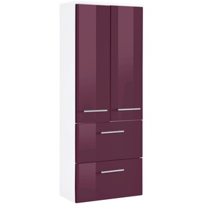 Midischrank WELLTIME Venedig Schränke Gr. B/H/T: 50cm x 130cm x 27cm, 2 St., lila (aubergine/weiß) Bad-Midischrank