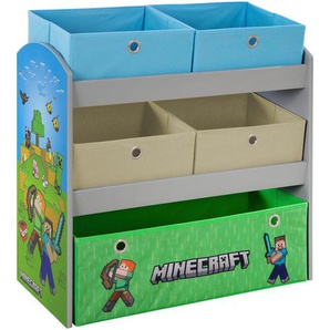 Minecraft Kinderregal Minecraft, Blau, Grau, Grün, Mehrfarbig, Textil, Holzwerkstoff, Objekte, 3 Fächer, 60x63.5x30 cm, FSC 100%, stehend, Babymöbel, Babyzimmerregale