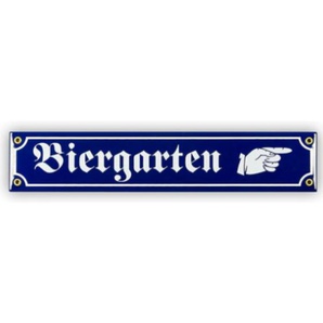 Mini-Straßenschild Biergarten mit Hand rechts