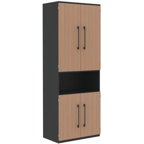 Moderano Aktenschrank, Anthrazit, Eiche, Holzwerkstoff, 3 Fächer, 80x217.4x43 cm, Goldenes M, BQ - Bündnis für Qualität, Made in Germany, in verschiedenen Holzdekoren erhältlich, Arbeitszimmer, Aktenschränke