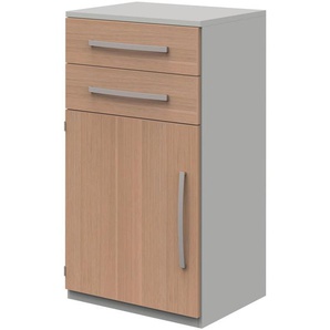 Moderano Aktenschrank, Eiche, Hellgrau, Holzwerkstoff, 1 Fächer, 2 Schubladen, 60x111.7x43 cm, Goldenes M, BQ - Bündnis für Qualität, Made in Germany, Typenauswahl, Beimöbel erhältlich, in verschiedenen Holzdekoren erhältlich, Arbeitszimmer, Aktenschränke