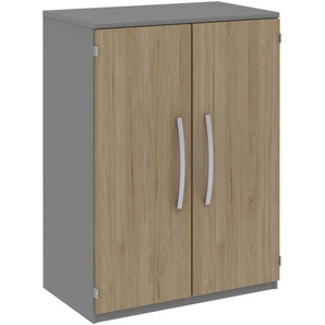 Moderano Aktenschrank, Eiche, Grau, Holzwerkstoff, 2 Fächer, 80x111.7x43 cm, Made in Germany, Typenauswahl, Beimöbel erhältlich, in verschiedenen Größen Holzdekoren erhältlich, Arbeitszimmer, Aktenschränke