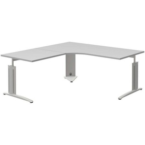 Moderano Eckschreibtisch, Anthrazit, Grau, Alu, Metall, Holzwerkstoff, Kufe, 180x70-82x180 cm, Made in Germany, Arbeitszimmer, Schreibtische, Eckschreibtische