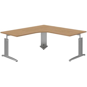 Moderano Eckschreibtisch, Grau, Eiche, Alu, Metall, Holzwerkstoff, Kufe, 180x70-82x180 cm, Made in Germany, Arbeitszimmer, Schreibtische, Eckschreibtische