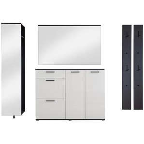 Moderano Garderobe, Anthrazit, Weiß, Holzwerkstoff, 5-teilig, 250x200x38 cm, Garderobe, Garderoben-Sets