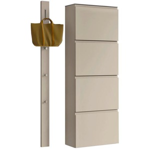 Moderano Garderobe Gardasee, Taupe, Glas, Holzwerkstoff, 2-teilig, 90x185x33 cm, Garderobe, Garderoben-Sets