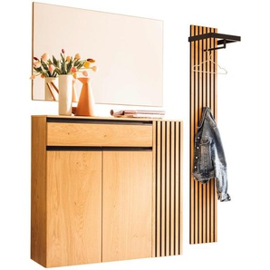 Moderano Garderobe, Schwarz, Eiche, Holz, Holzwerkstoff, 3-teilig, Wildeiche, furniert, 1 Schubladen, 150x200x30 cm, Typenauswahl, Beimöbel erhältlich, hängend, Garderobe, Garderoben-Sets