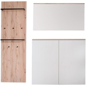 Moderano Garderobe, Weiß, Buche, Holzwerkstoff, 3-teilig, 190x200x38 cm, Garderobe, Garderoben-Sets