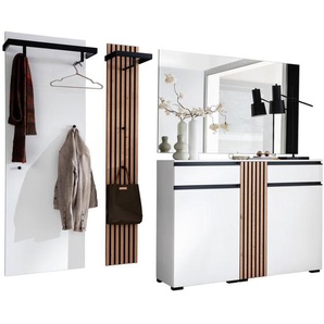 Moderano Garderobe, Weiß, Eiche, Holz, Holzwerkstoff, 4-teilig, Wildeiche, furniert, 270x200x38 cm, Garderobe, Garderoben-Sets