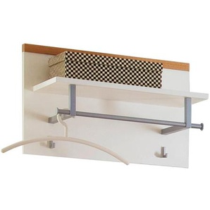 Moderano Garderobenpaneel, Weiß, Eiche, Holz, Holzwerkstoff, Wildeiche, furniert, 60x40x32 cm, Garderobe, Garderobenpaneele, Garderobenpaneele