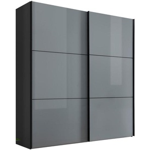 Moderano Schwebetürenschrank, Hellgrau, Dunkelgrau, Metall, 8 Fächer, 2 Schubladen, 200x222x68 cm, Goldenes M, BQ - Bündnis für Qualität, Made in Germany, Typenauswahl, Beimöbel erhältlich, umfangreiches Zubehör in verschiedenen Größen Holzdekoren