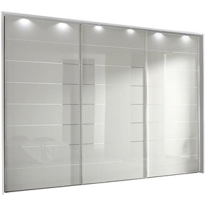 Moderano Schwebetürenschrank, Silber, Weiß, Metall, 6 Fächer, 336x222x68 cm, Lga, Goldenes M, BQ - Bündnis für Qualität, Made in Germany, Typenauswahl, Beimöbel erhältlich, umfangreiches Zubehör in verschiedenen Holzarten Größen erhältlich, Schlafzimmer,