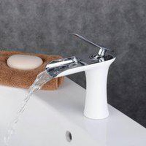 Modernes Wasserfall-Wasserhahn-Design, Badezimmer-Wasserhahn, Einhand-Waschtischarmatur für Badezimmerwaschbecken und Waschbecken (weiß)