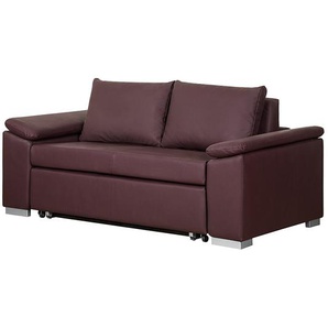 Schlafsofa mit schräger Armlehne Violett Kunstleder Monera 210cm Modern