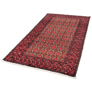 morgenland Hochflor-Läufer Belutsch Durchgemustert Rosso 186 x 104 cm, rechteckig, Höhe: 8 mm, Handgeknüpft