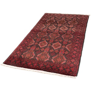 morgenland Hochflor-Läufer Belutsch Durchgemustert Rosso 195 x 102 cm, rechteckig, Höhe: 8 mm, Handgeknüpft