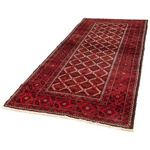 morgenland Hochflor-Läufer Belutsch Durchgemustert Rosso scuro 248 x 117 cm, rechteckig, Höhe: 8 mm, Handgeknüpft