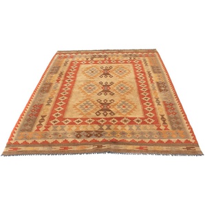 morgenland Wollteppich Kelim - Oriental - 201 x 144 cm - mehrfarbig, rechteckig, Höhe: 4 mm, Wohnzimmer, Einzelstück