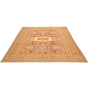 morgenland Wollteppich Kelim - Oriental - 264 x 188 cm - orange, rechteckig, Höhe: 4 mm, Wohnzimmer, Einzelstück