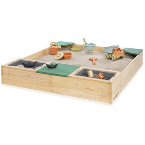 Muddy Buddy Sandkasten Beach Rebel, Grün, Natur, Holz, Zypresse, massiv, 125x20x135 cm, EN 71, Spielzeug, Kinderspielzeug, Spielzeug für Draußen