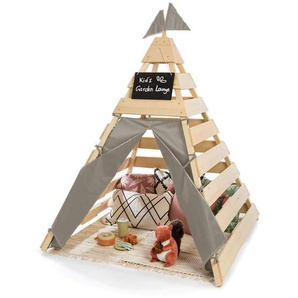 Muddy Buddy Spielzelt, Grau, Natur, Holz, Zypresse, massiv, 135x170x135 cm, EN 71, Spielzeug, Spielzelte