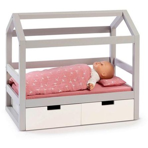 Musterkind Puppenbett Viola, Grau, Weiß, Holz, Textil, Holzwerkstoff, 31x50x55 cm, EN 71, CE, Spielzeug, Kinderspielzeug, Puppen & Puppenzubehör, Puppen