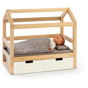 Musterkind Puppenbett Viola, Natur, Weiß, Holz, Textil, Holzwerkstoff, 31x50x55 cm, EN 71, CE, Spielzeug, Kinderspielzeug, Puppen & Puppenzubehör, Puppen